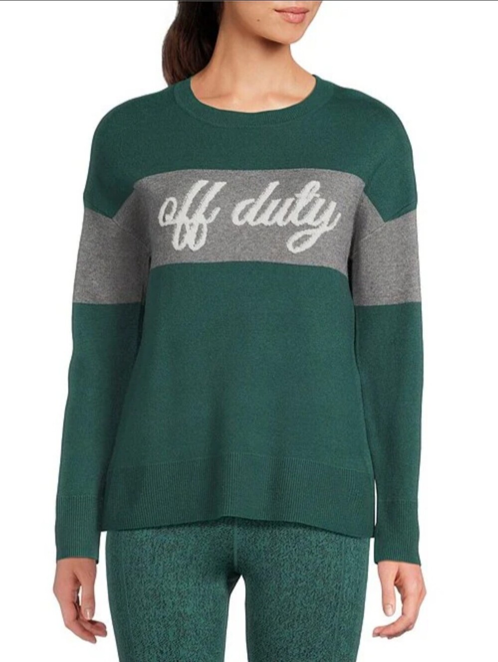 Kinesis Off Duty Colorblock Crewneck Sweater Green Gray Size M NWT